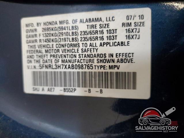 5FNRL3H7XAB098765 2010 HONDA All Models photo no. 13