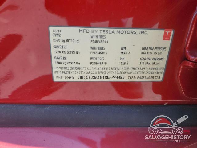 5YJSA1H1XEFP44495 2014 TESLA MODEL S photo no. 13