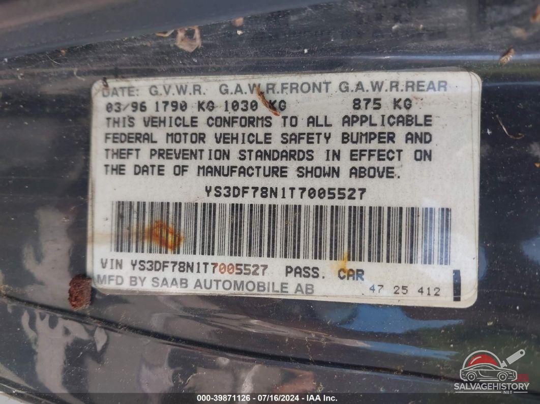 YS3DF78N1T7005527 1996 SAAB 900 photo no. 9