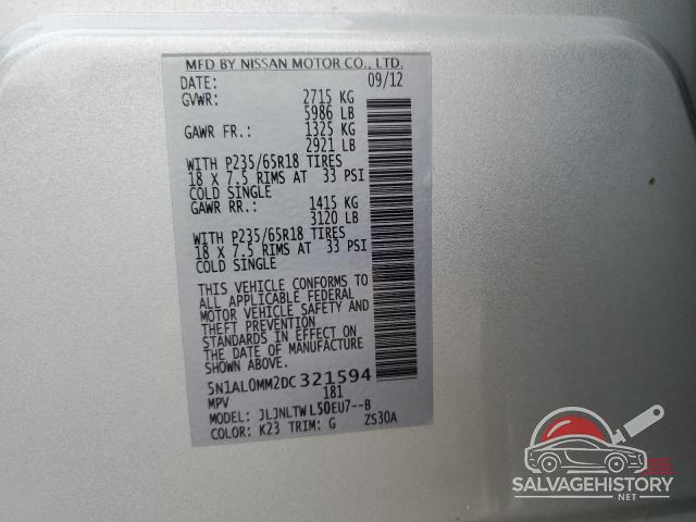 5N1AL0MM2DC321594 2013 INFINITI JX35 photo no. 13