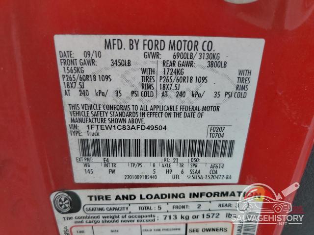 1FTEW1C83AFD49504 2010 FORD F-150 photo no. 13