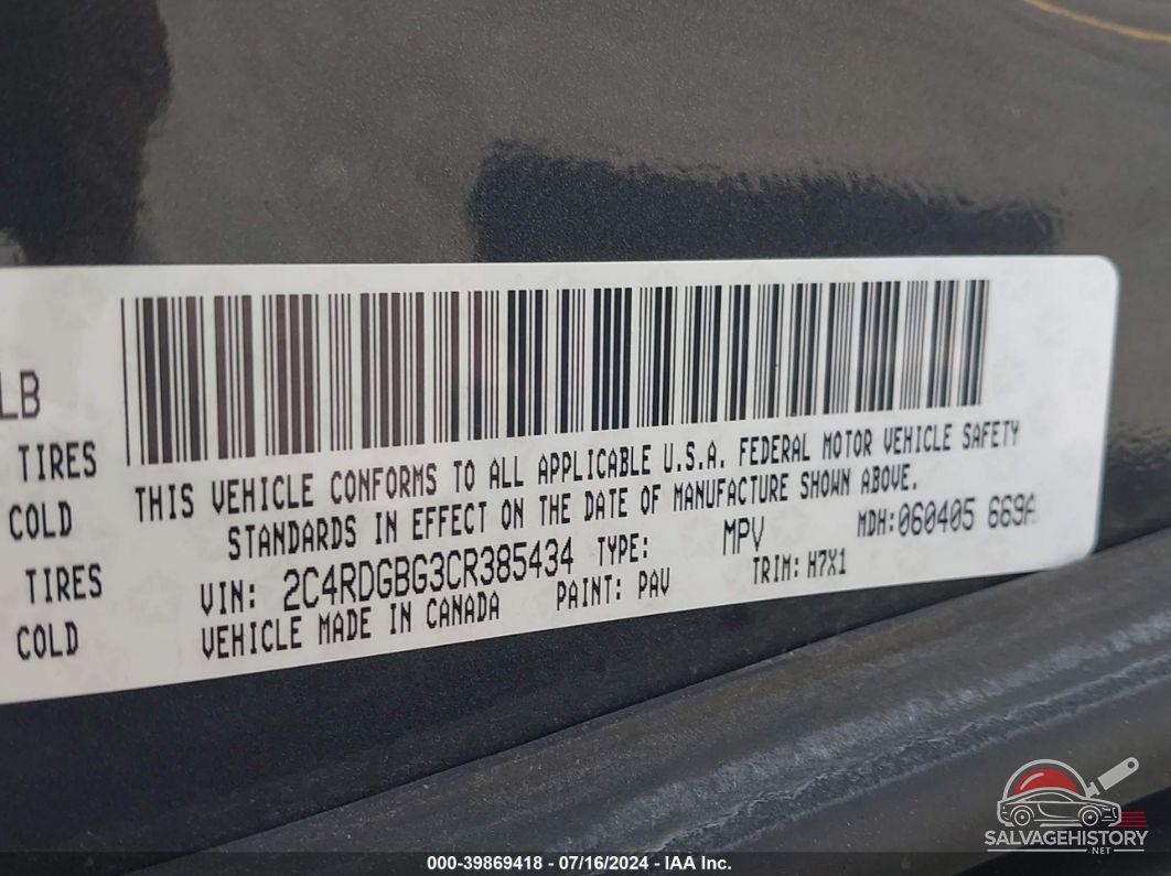 2C4RDGBG3CR385434 2012 DODGE GRAND CARAVAN photo no. 9