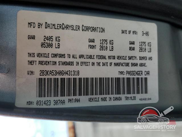 2B3KA53H06H431318 2006 DODGE CHARGER photo no. 12