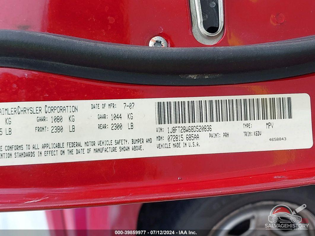 1J8FT28W68D520836 2008 JEEP PATRIOT photo no. 9