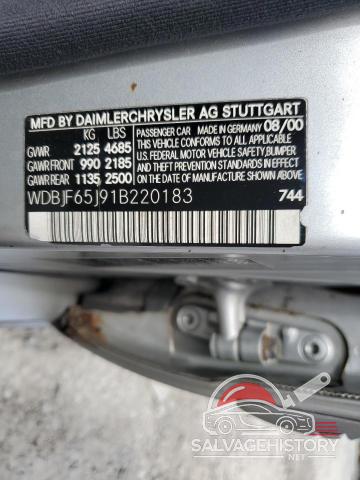 WDBJF65J91B220183 2001 MERCEDES-BENZ E-CLASS photo no. 12