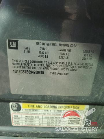 1G1ZG57B694209815 2009 CHEVROLET MALIBU photo no. 12
