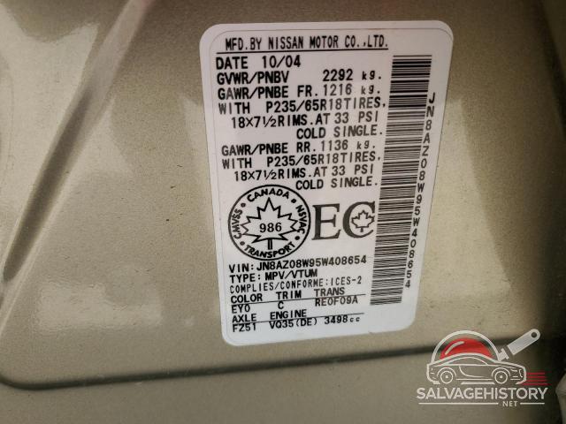JN8AZ08W95W408654 2005 NISSAN MURANO photo no. 13