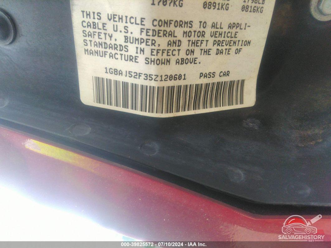 1G8AJ52F35Z120601 2005 SATURN ION photo no. 9