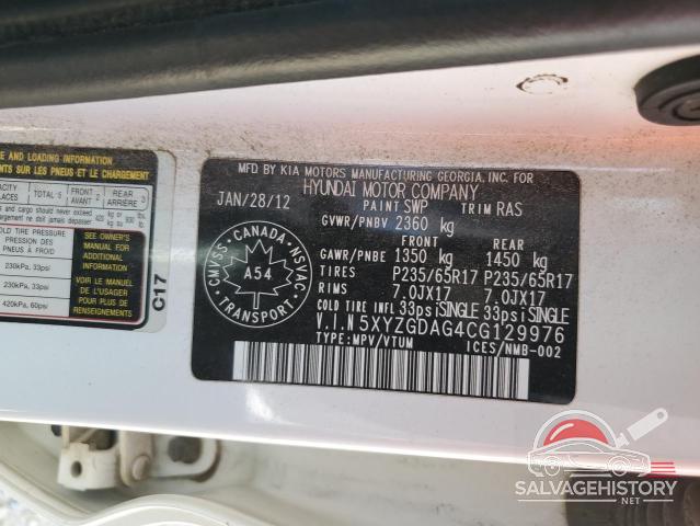 5XYZGDAG4CG129976 2012 HYUNDAI SANTA FE photo no. 13