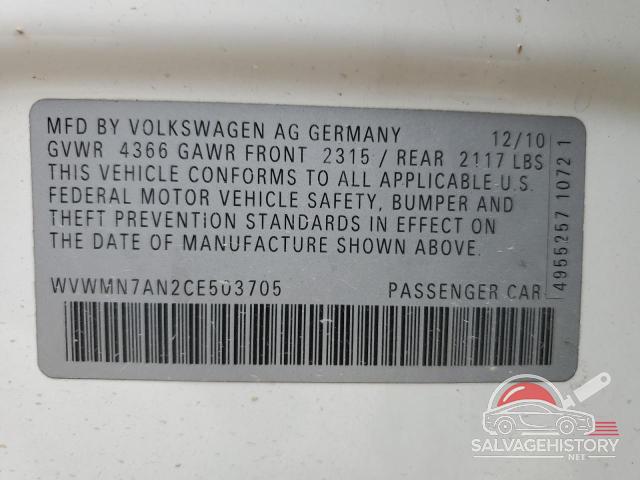 WVWMN7AN2CE503705 2012 VOLKSWAGEN CC photo no. 12