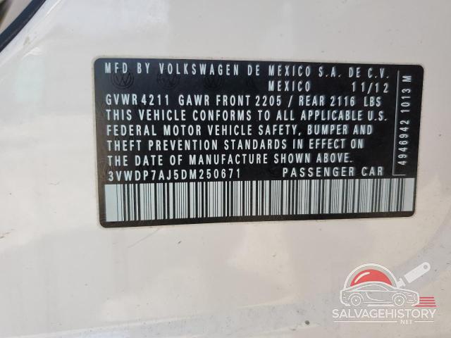 3VWDP7AJ5DM250671 2013 VOLKSWAGEN JETTA photo no. 12