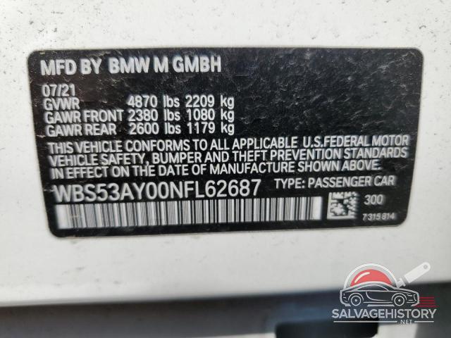 WBS53AY00NFL62687 2022 BMW M3 photo no. 12