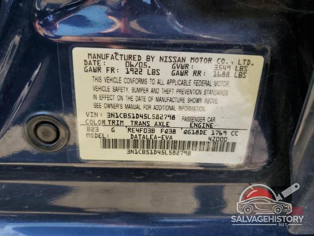 3N1CB51D45L582798 2005 NISSAN SENTRA photo no. 12