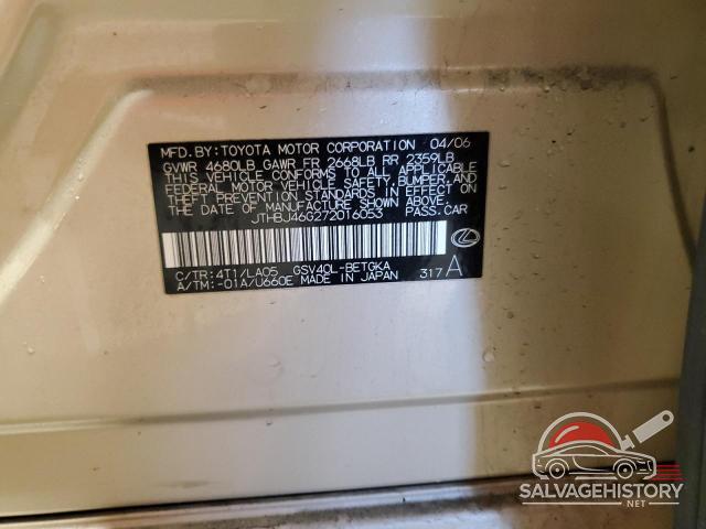 JTHBJ46G272016053 2007 LEXUS ES350 photo no. 12