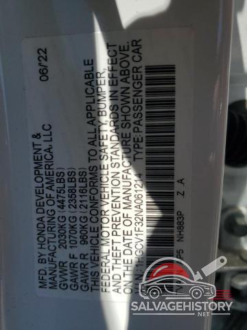 1HGCV1F32NA061214 2022 HONDA ACCORD photo no. 12
