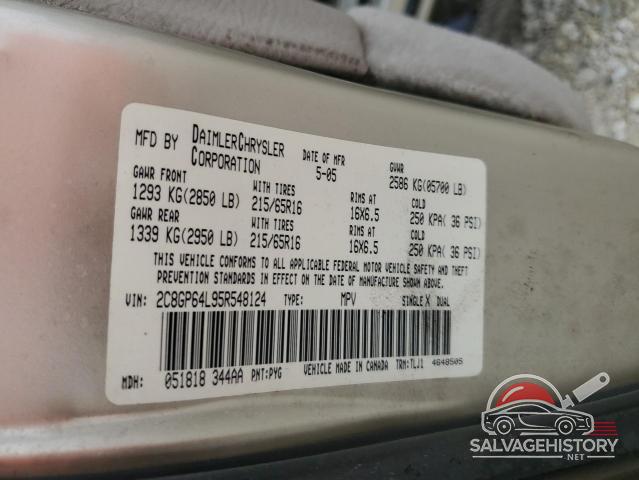 2C8GP64L95R548124 2005 CHRYSLER MINIVAN photo no. 13