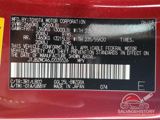JTJBZMCA6J2035526 2018 LEXUS RX350 photo no. 12