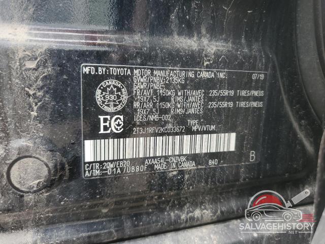 2T3J1RFV2KC033672 2019 TOYOTA RAV4 photo no. 12