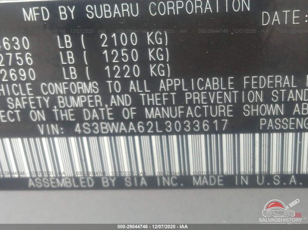 4S3BWAA62L3033617 2020 SUBARU LEGACY photo no. 9