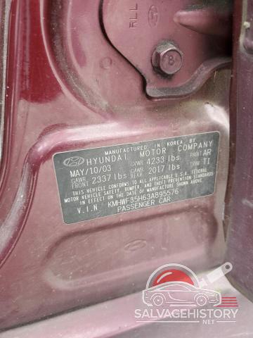 KMHWF35H63A895576 2003 HYUNDAI SONATA photo no. 12