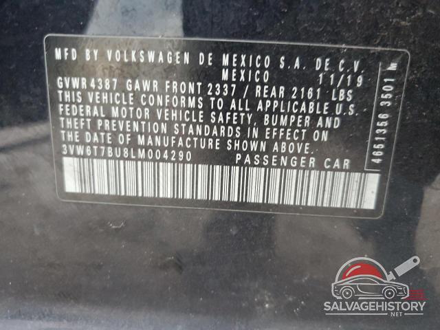 3VW6T7BU8LM004290 2020 VOLKSWAGEN JETTA photo no. 12
