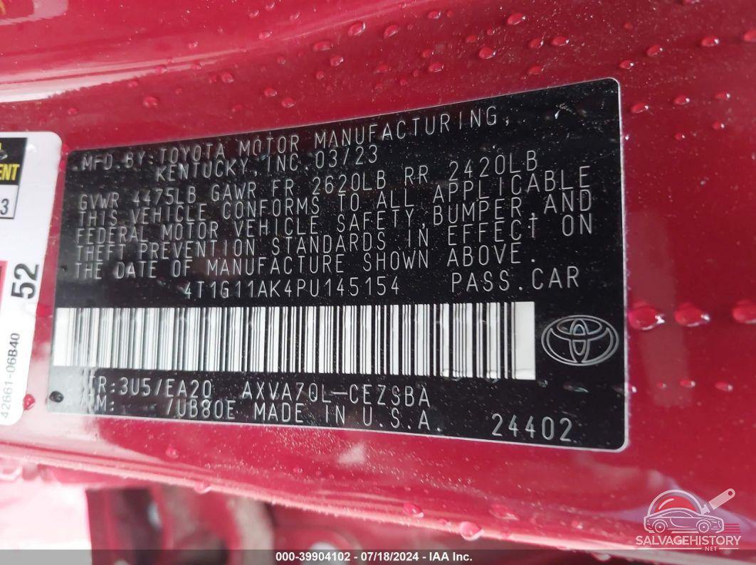 4T1G11AK4PU145154 2023 TOYOTA CAMRY photo no. 9