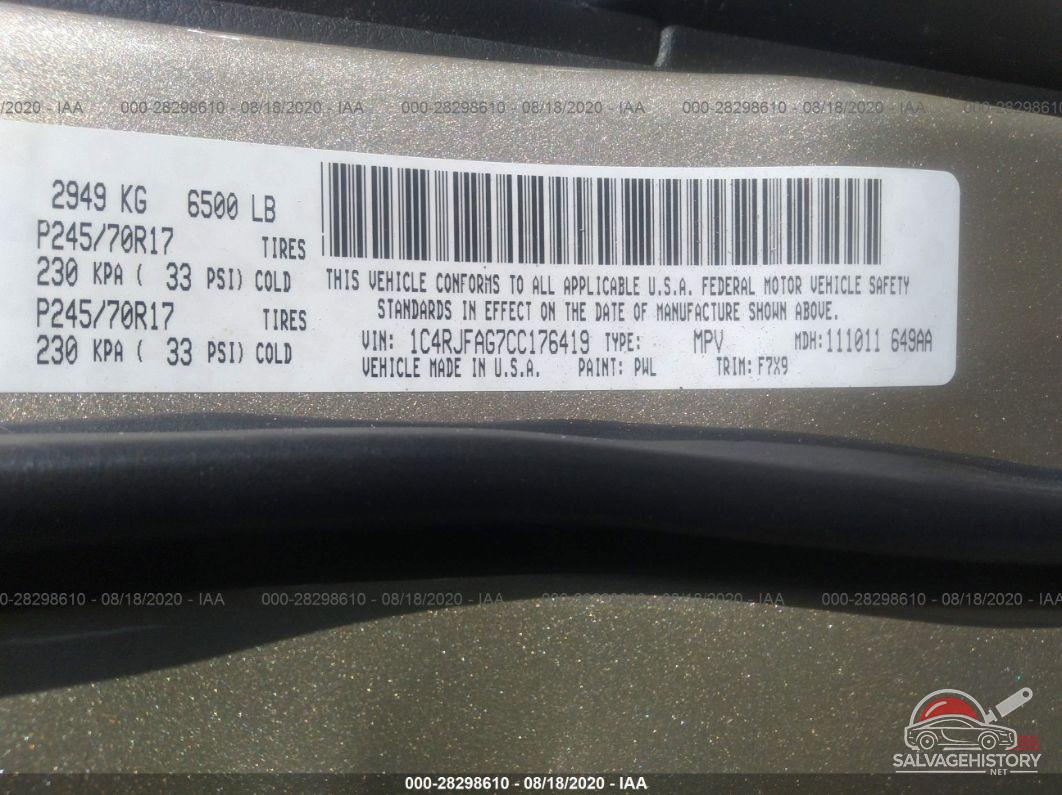 1C4RJFAG7CC176419 2012 JEEP GRAND CHEROKEE photo no. 9