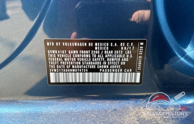 3VW217AU6HM074724 2017 VOLKSWAGEN GOLF photo no. 10