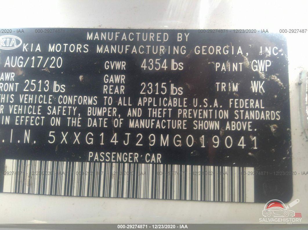 5XXG14J29MG019041 2021 KIA K5 photo no. 9