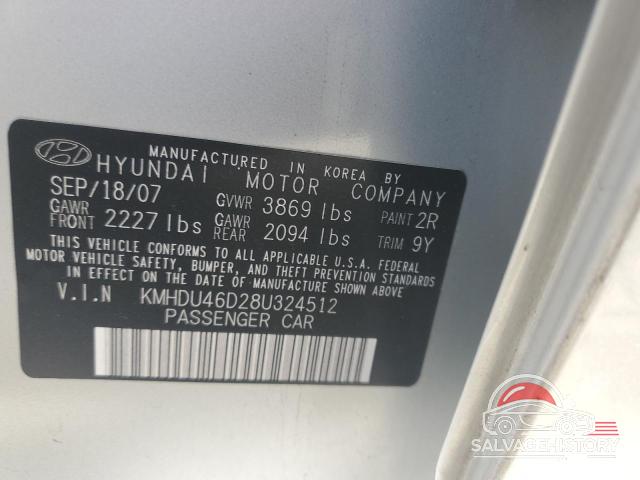 KMHDU46D28U324512 2008 HYUNDAI ELANTRA photo no. 12