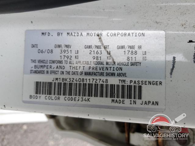 JM1BK324081172748 2008 MAZDA MAZDA3 photo no. 12