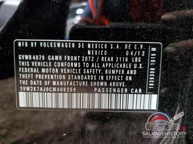 3VW2K7AJ0CM406359 2012 VOLKSWAGEN JETTA photo no. 12