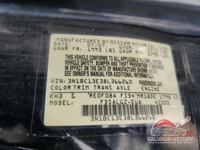3N1BC13E38L366260 2008 NISSAN VERSA photo no. 13