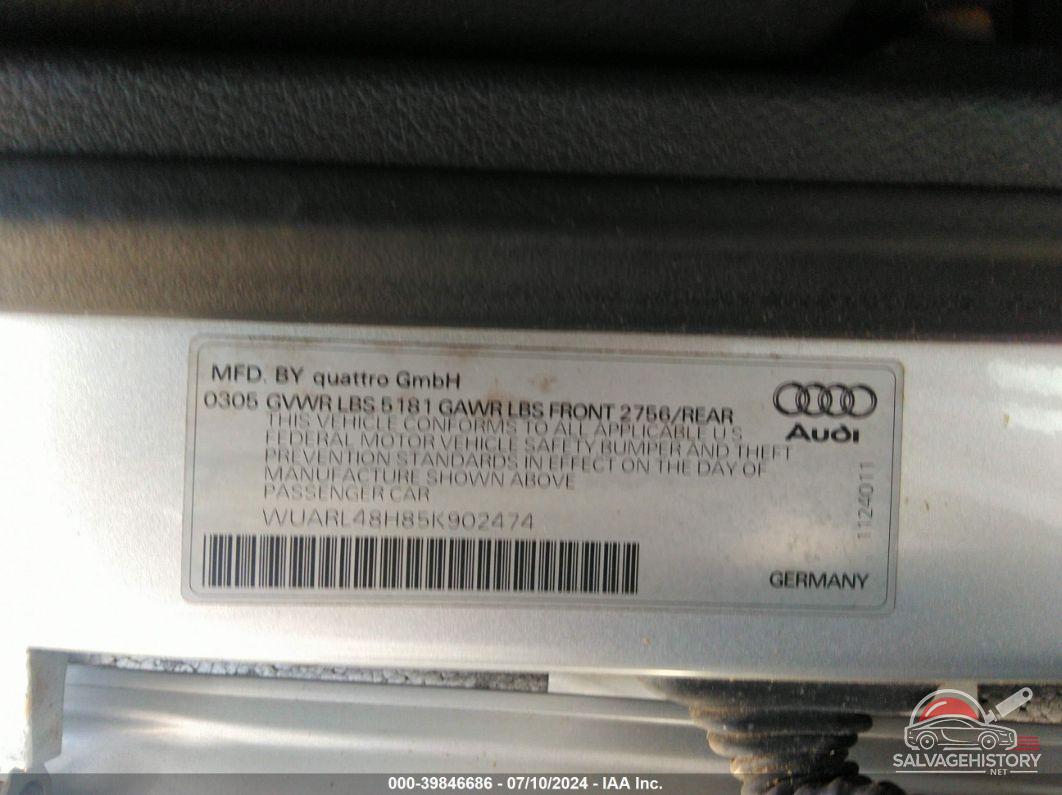WUARL48H85K902474 2005 AUDI S4 photo no. 9