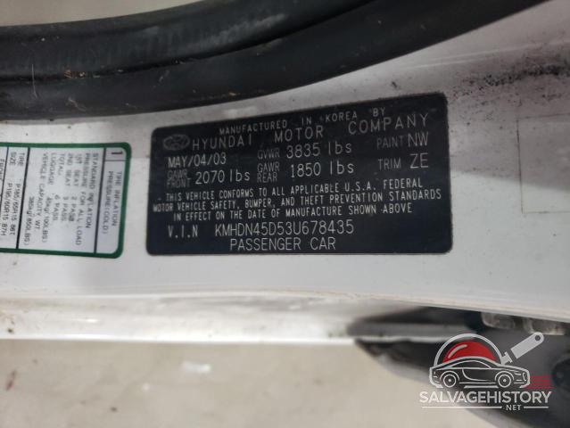 KMHDN45D53U678435 2003 HYUNDAI ELANTRA photo no. 12