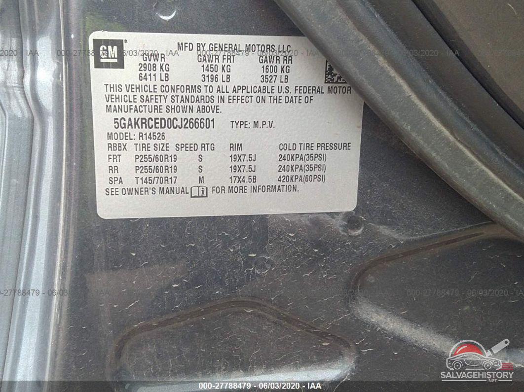 5GAKRCED0CJ266601 2012 BUICK ENCLAVE photo no. 9