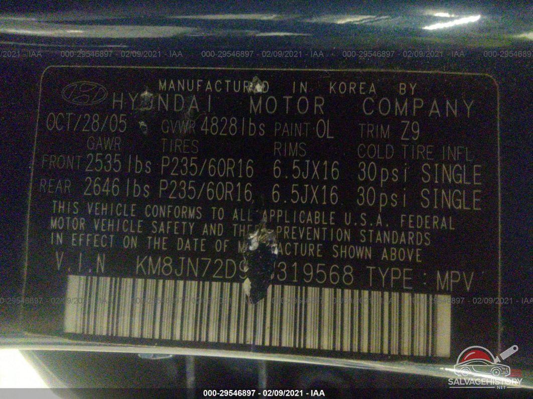 KM8JN72D96U319568 2006 HYUNDAI TUCSON photo no. 9