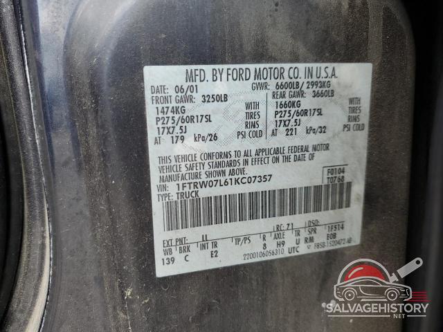 1FTRW07L61KC07357 2001 FORD F-150 photo no. 12