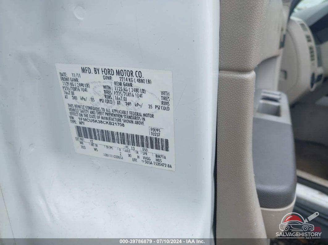 1FMCU5K38CKB21708 2012 FORD ESCAPE HYBRID photo no. 9