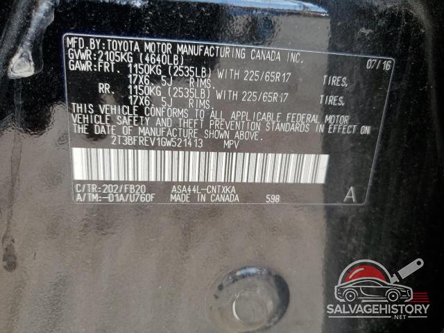 2T3BFREV1GW521413 2016 TOYOTA RAV4 photo no. 12