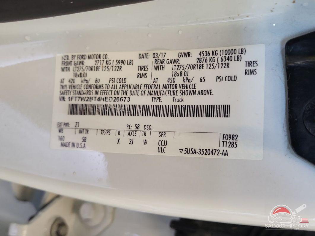 1FT7W2BT4HED26673 2017 FORD F-250 photo no. 10