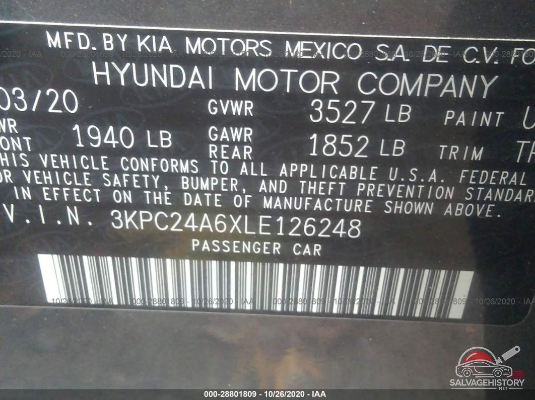 3KPC24A6XLE126248 2020 HYUNDAI ACCENT photo no. 9