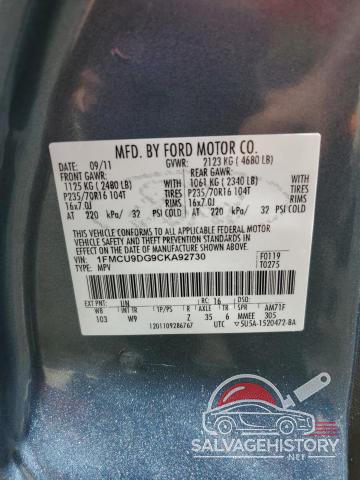 1FMCU9DG9CKA92730 2012 FORD ESCAPE photo no. 13