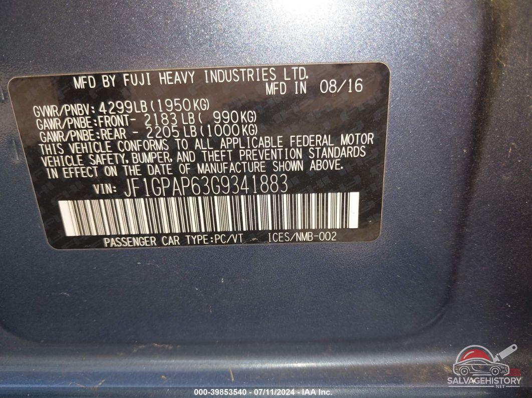 JF1GPAP63G9341883 2016 SUBARU IMPREZA photo no. 9