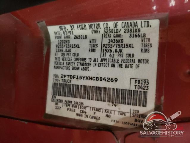 2FTDF15YXMCB04269 1991 FORD All Models photo no. 12