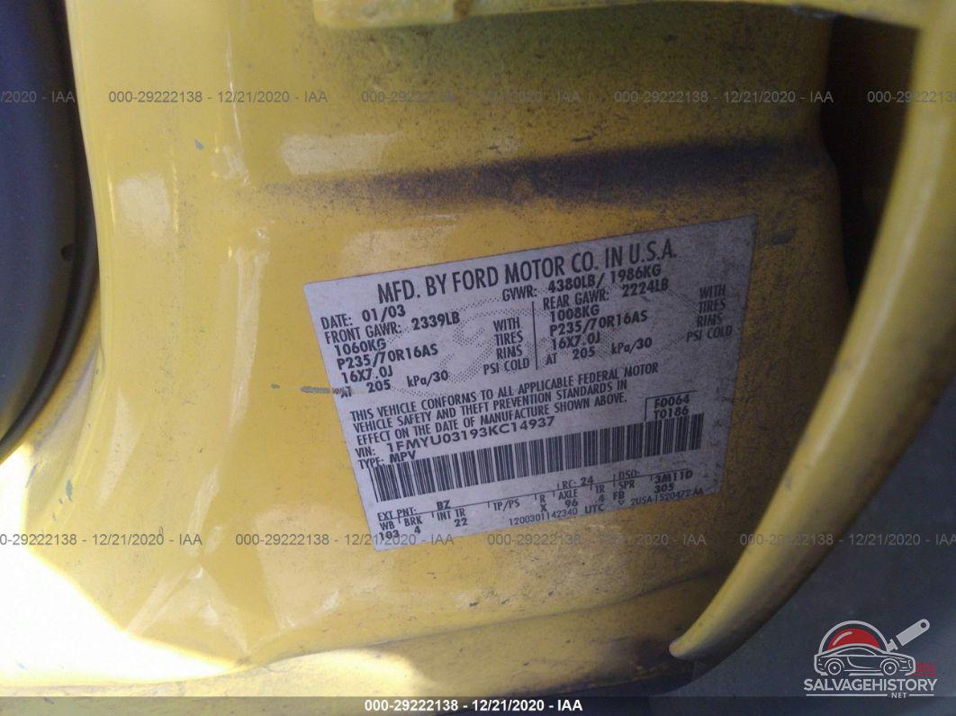 1FMYU03193KC14937 2003 FORD ESCAPE photo no. 9
