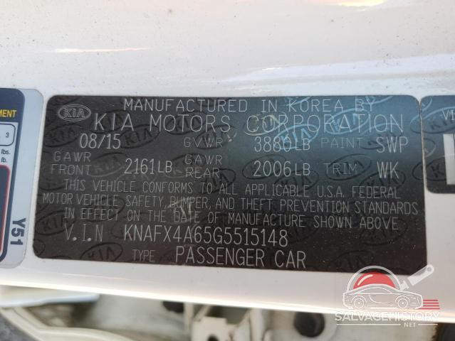 KNAFX4A65G5515148 2016 KIA FORTE photo no. 12