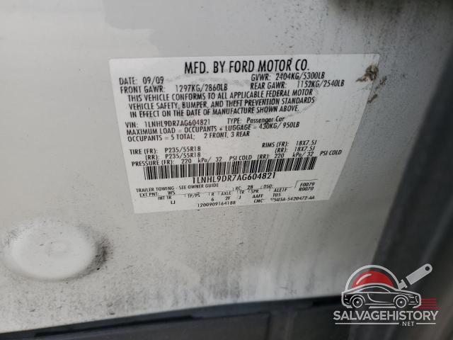 1LNHL9DR7AG604821 2010 LINCOLN MKS photo no. 12