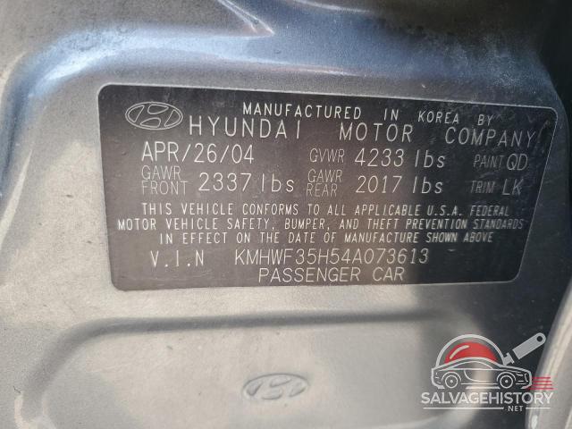 KMHWF35H54A073613 2004 HYUNDAI SONATA photo no. 12