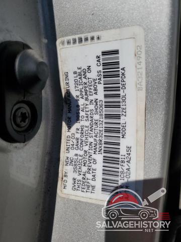 1NXBR32E13Z185063 2003 TOYOTA COROLLA photo no. 12